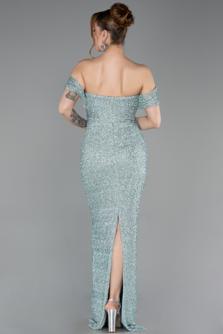 Long Mint Beaded Evening Dress ABU6057