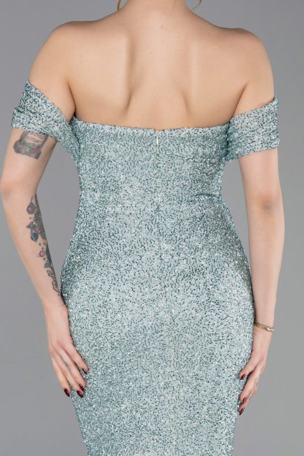 Long Mint Beaded Evening Dress ABU6057