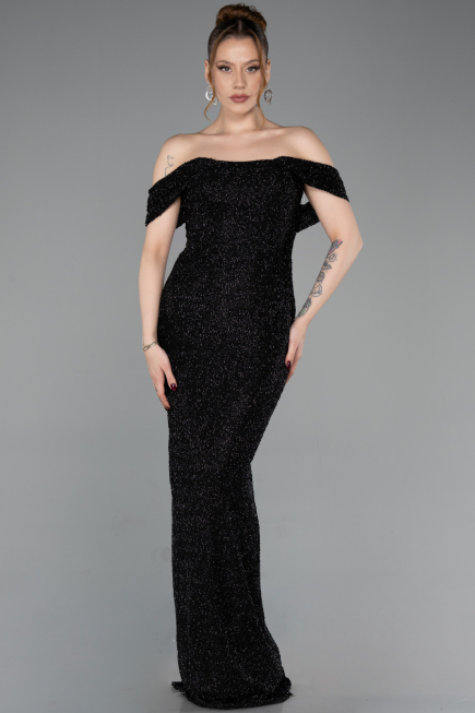 Long Black Beaded Evening Dress ABU6057