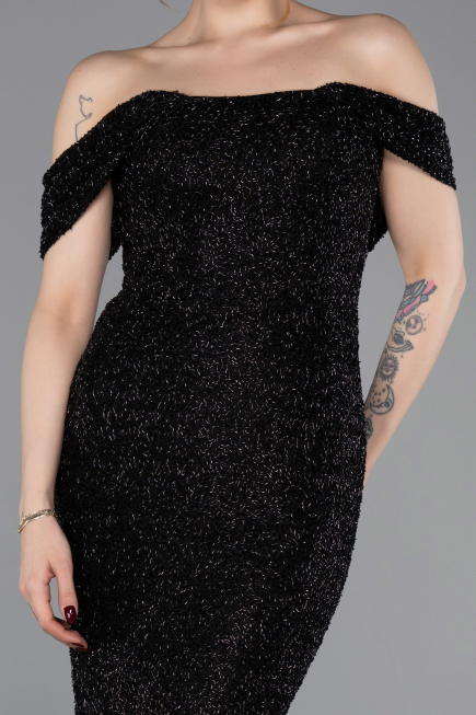 Long Black Beaded Evening Dress ABU6057