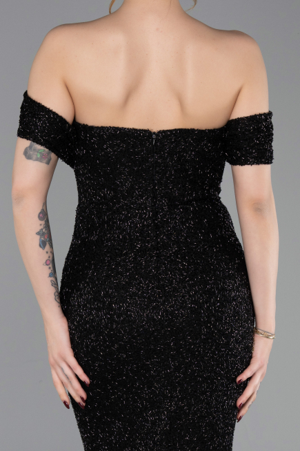 Long Black Beaded Evening Dress ABU6057