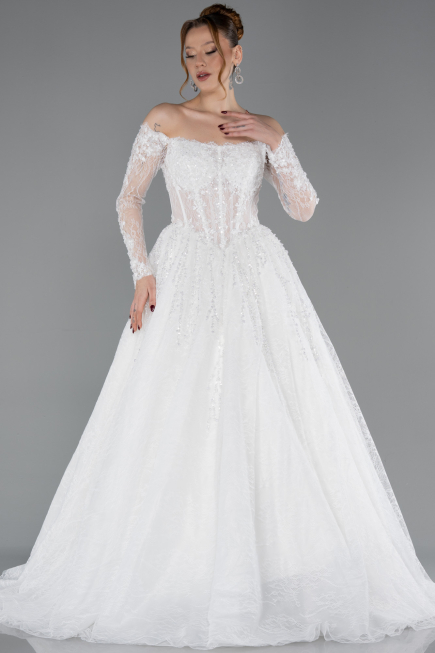 Long White Dantelle Wedding Dress ABG194