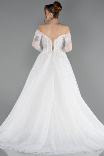 Long White Dantelle Wedding Dress ABG194