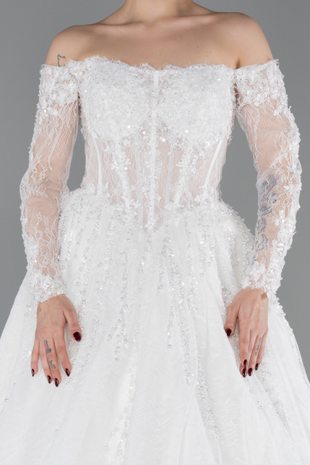 Long White Dantelle Wedding Dress ABG194
