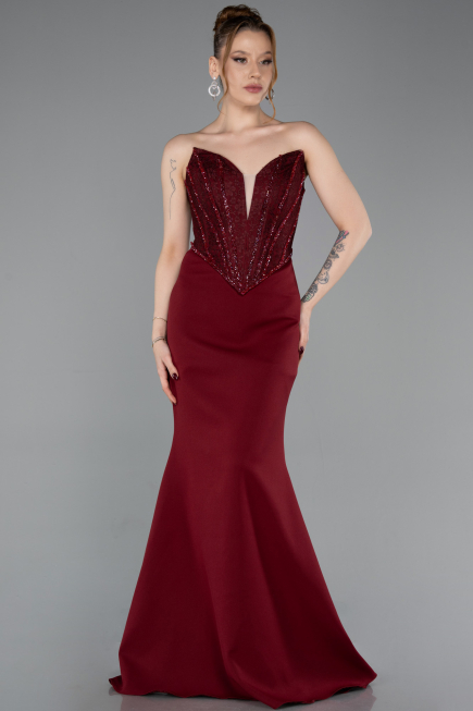 Burgundy Long Evening Dress ABU5568