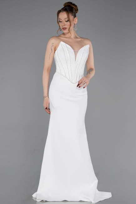 Long White Evening Dress ABU5568