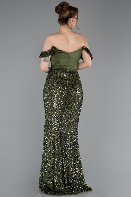 Long Olive Drab Evening Dress ABU6087