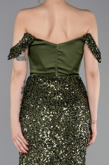 Long Olive Drab Evening Dress ABU6087
