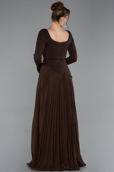 Long Brown Chiffon Evening Dress ABU6088