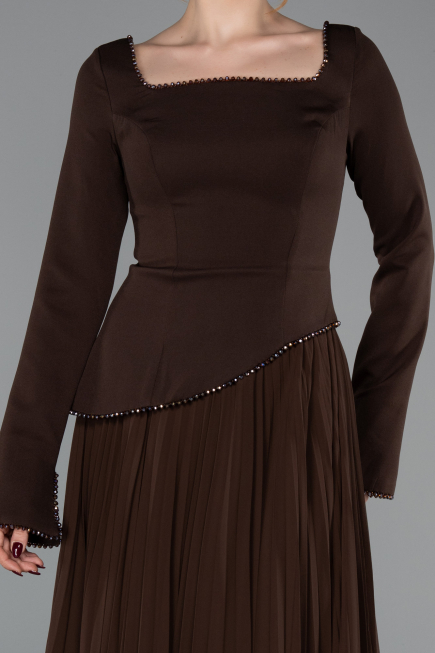 Long Brown Chiffon Evening Dress ABU6088