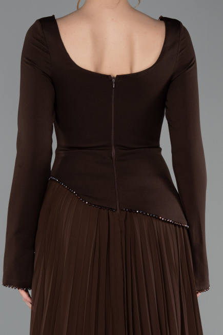 Long Brown Chiffon Evening Dress ABU6088