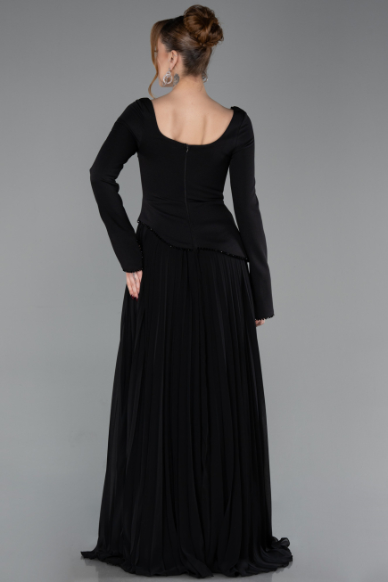 Long Black Chiffon Evening Dress ABU6088