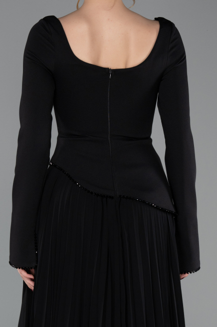 Long Black Chiffon Evening Dress ABU6088