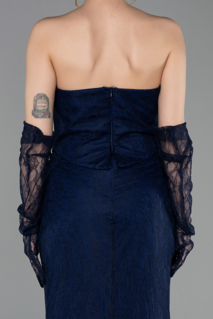 Long Navy Blue Dantelle Evening Dress ABU6089