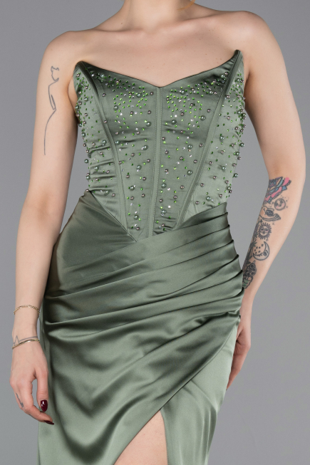Long Turquoise Satin Prom Gown ABU6091