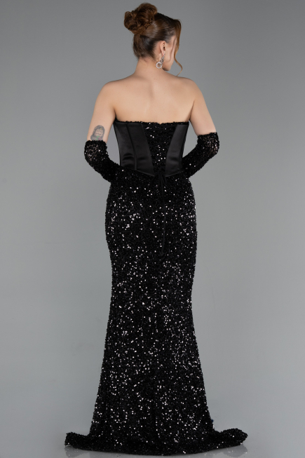 Long Black Scaly Evening Dress ABU6041