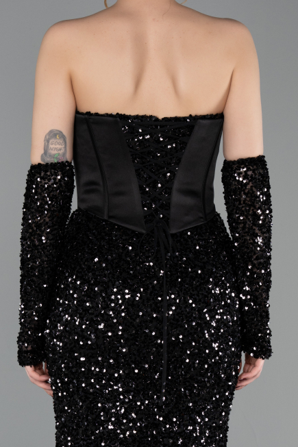 Long Black Scaly Evening Dress ABU6041