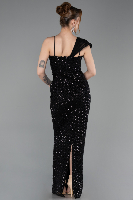 Long Black Scaly Prom Gown ABU6075