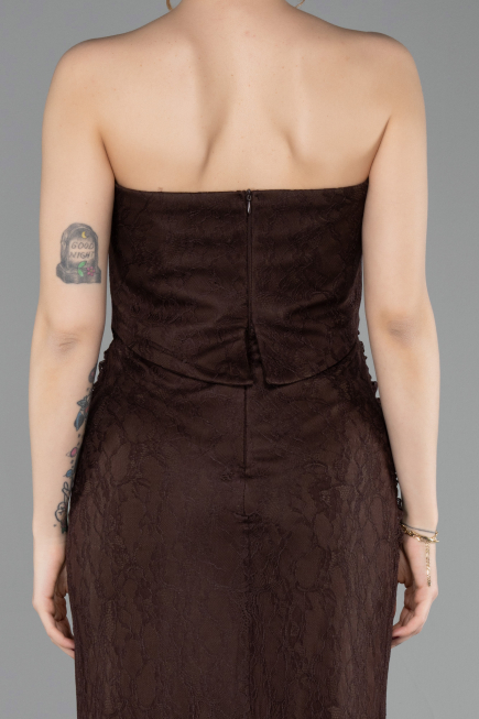 Long Brown Dantelle Evening Dress ABU6089