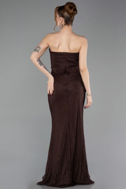 Long Brown Dantelle Evening Dress ABU6089