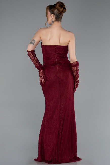 Long Burgundy Dantelle Evening Dress ABU6089
