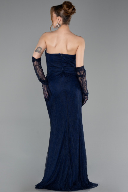 Long Navy Blue Dantelle Evening Dress ABU6089