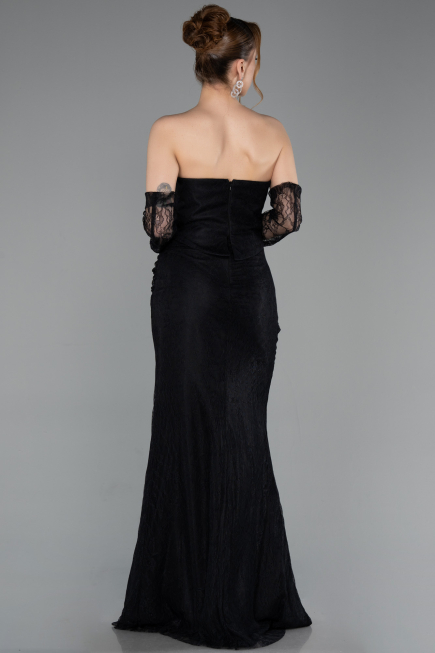 Long Black Dantelle Evening Dress ABU6089