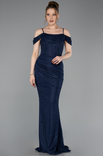 Long Navy Blue Dantelle Evening Dress ABU6085
