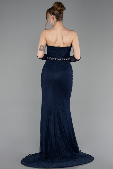 Long Navy Blue Dantelle Evening Dress ABU6060