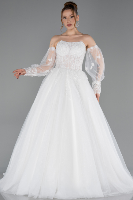Long White Wedding Dress ABG189