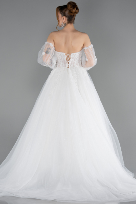 Long White Wedding Dress ABG189