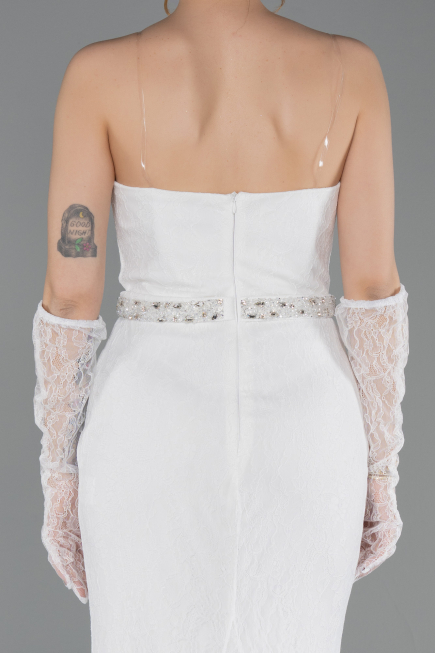 Long White Dantelle Evening Dress ABU6060