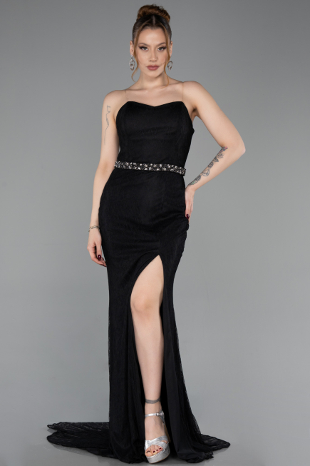 Long Black Dantelle Evening Dress ABU6060