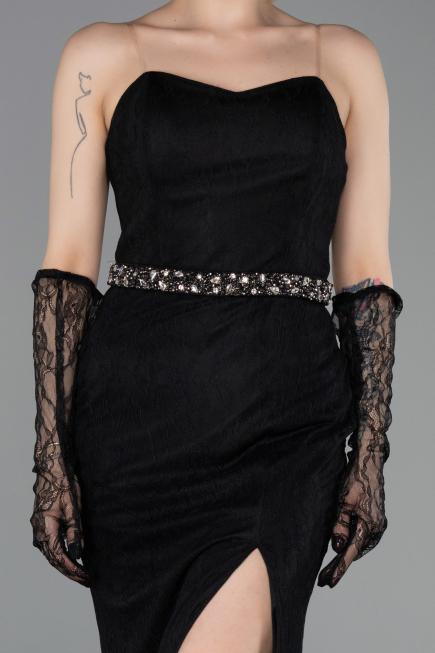Long Black Dantelle Evening Dress ABU6060