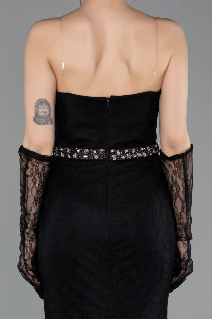 Long Black Dantelle Evening Dress ABU6060