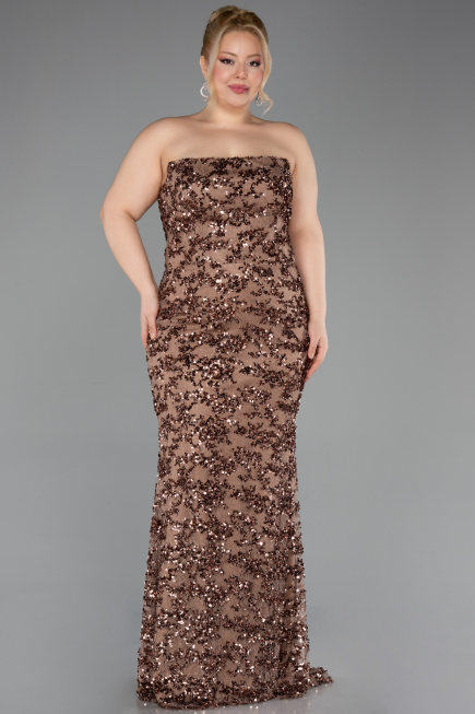 Long Copper Scaly Plus Size Evening Dress ABU5794