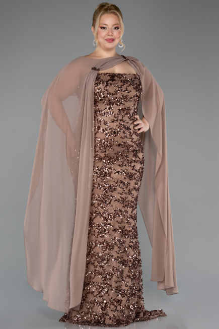 Long Copper Scaly Plus Size Evening Dress ABU5794
