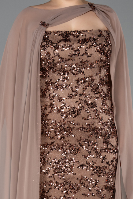 Long Copper Scaly Plus Size Evening Dress ABU5794