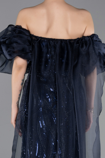 Long Navy Blue Scaly Evening Dress ABU6099