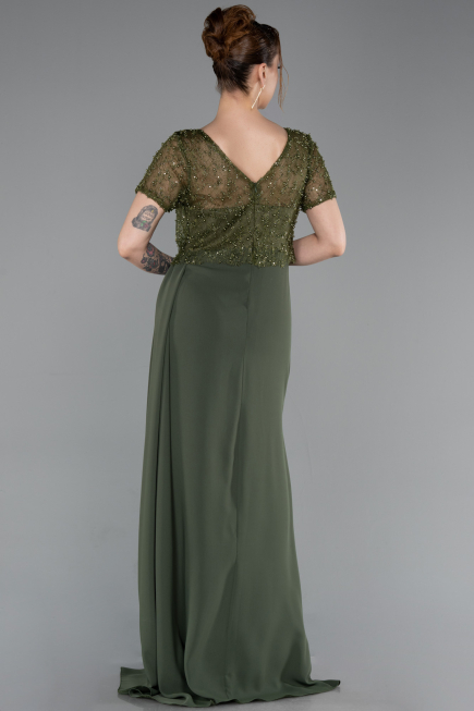 Long Olive Drab Dantelle Evening Dress ABU6100