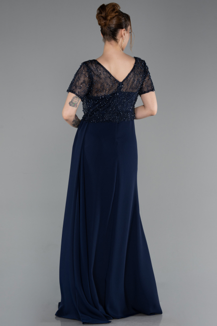 Long Navy Blue Dantelle Evening Dress ABU6100