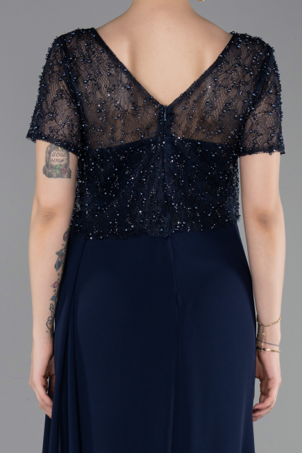 Long Navy Blue Dantelle Evening Dress ABU6100