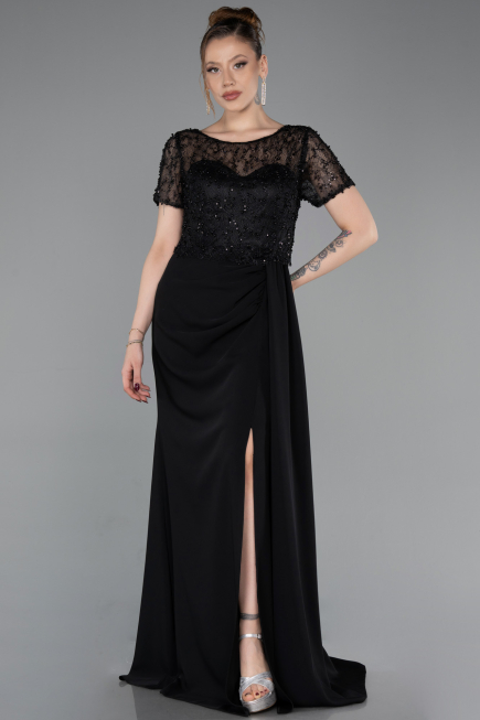 Long Black Dantelle Evening Dress ABU6100