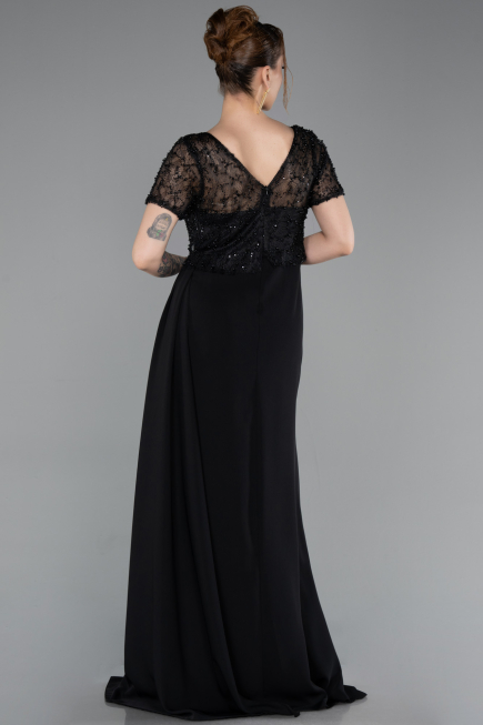Long Black Dantelle Evening Dress ABU6100
