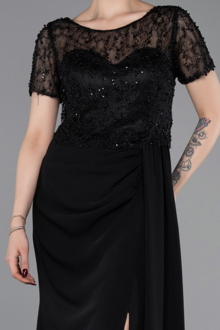 Long Black Dantelle Evening Dress ABU6100