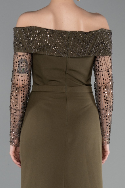 Long Olive Drab Evening Dress ABU6101