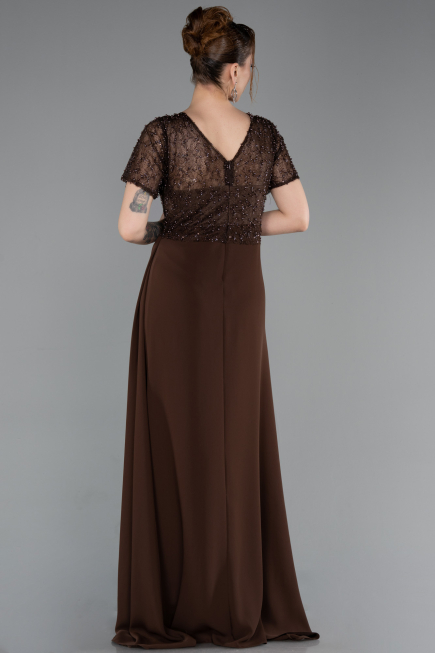 Long Brown Dantelle Evening Dress ABU6100
