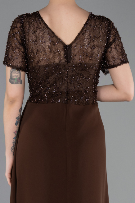 Long Brown Dantelle Evening Dress ABU6100