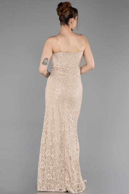 Long Beige Dantelle Prom Gown ABU6077