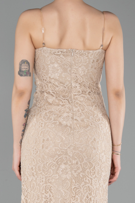 Long Beige Dantelle Prom Gown ABU6077